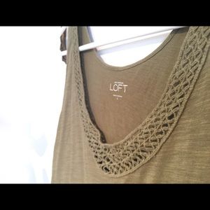 Loft olive green crochet front tank Small